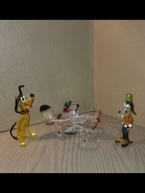 Handblown GLASS DISNEY COLLECTABLES PLUTO SNOOPY And Goofy